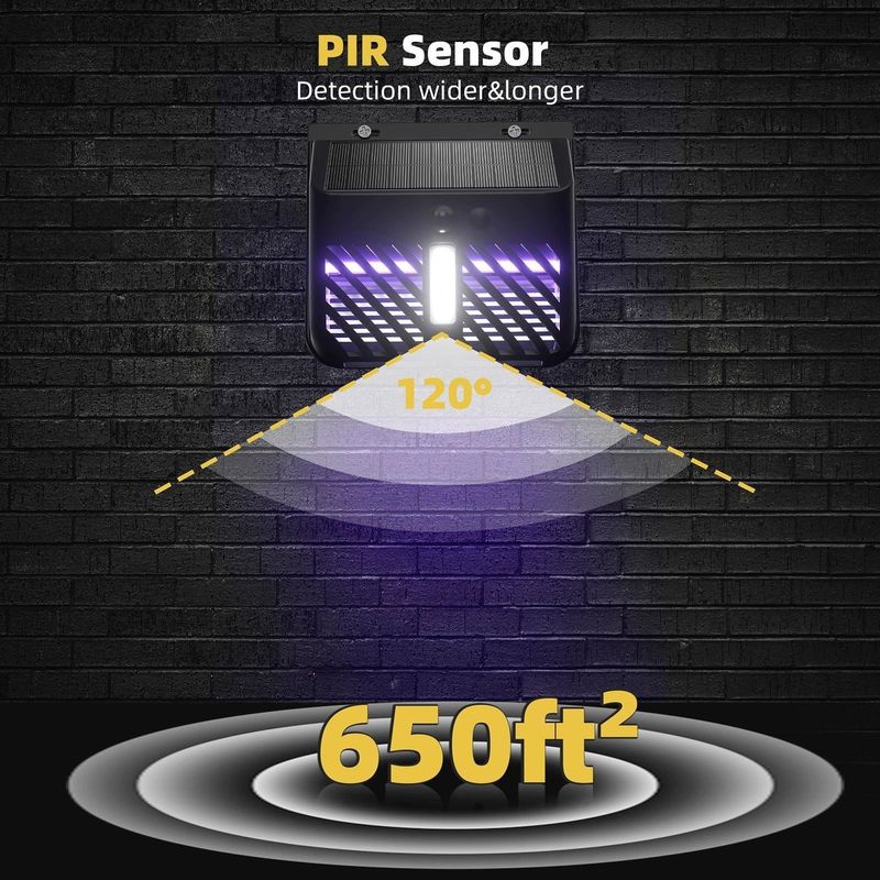 Sensor de movimiento PIR Lámpara solar contra mosquitos Repelente de insectos Material ABS contra moscas