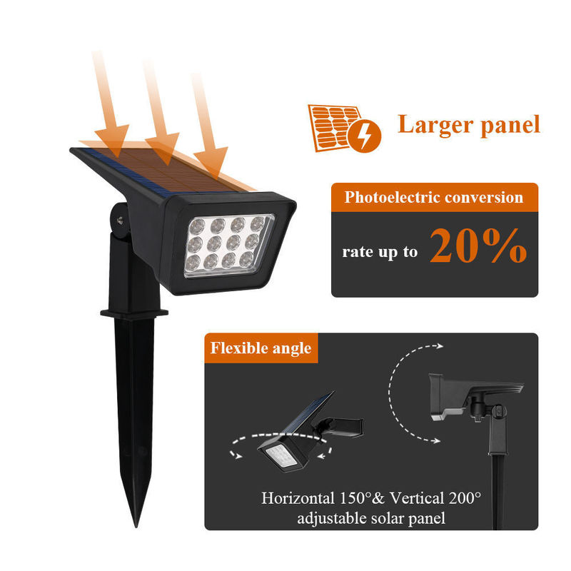 IP65 impermeable exterior LED Paisaje ajustable Iluminación solar Proyectores para jardín