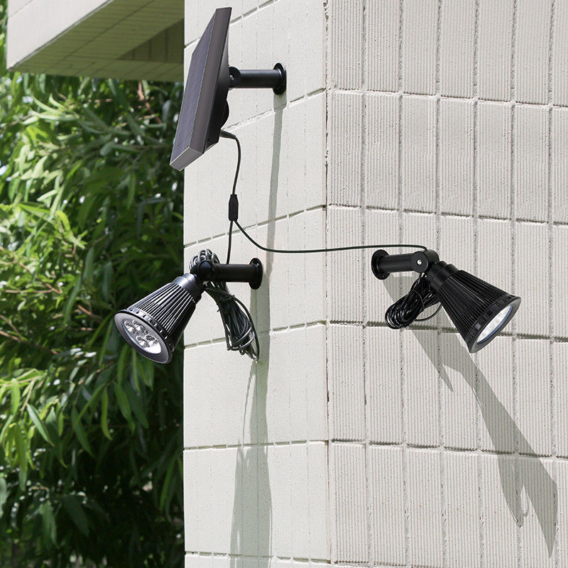 Paisajes al aire libre ABS doble cabeza luz solar para jardín con seguridad de 2 y alambre