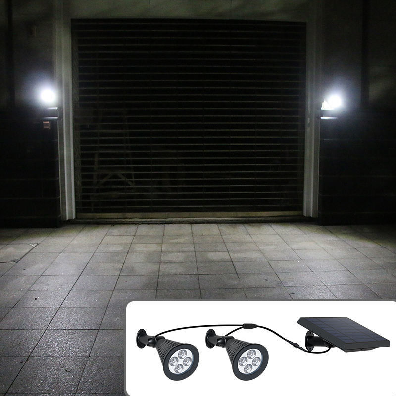 Paisajes al aire libre ABS doble cabeza luz solar para jardín con seguridad de 2 y alambre