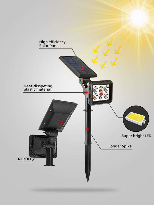 Lámpara de jardín solar para exteriores Lámpara de jardín LED para paisajes con IP65 resistente al agua y regulable