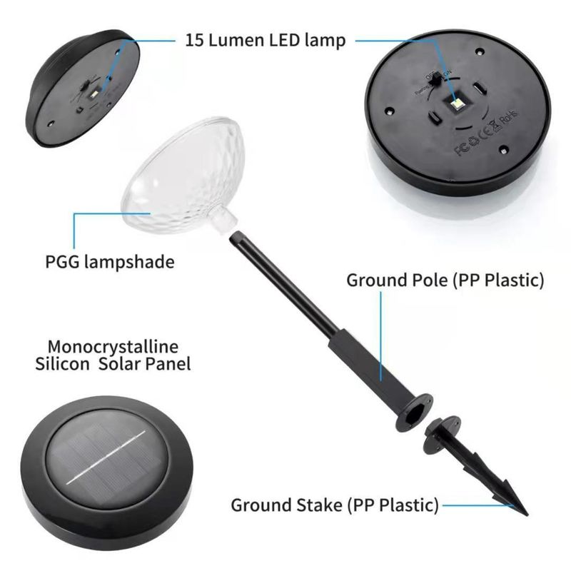 Material de cuerpo de la lámpara ABS PC Luces de vía solar Luces de jardín solares decorativas completas