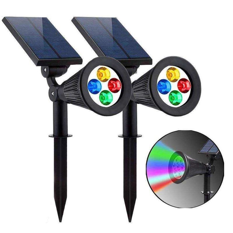 2 en 1 luz solar de jardín RGB cambio de color LED para el jardín exterior fuente de energía solar