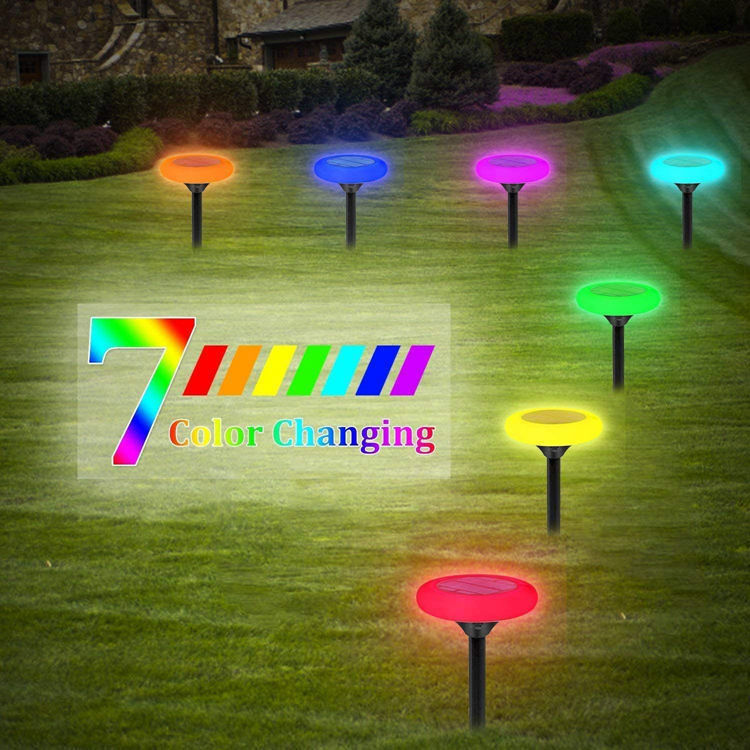 Luces solares para el exterior 7 luces de camino solares de cambio de color para iluminación de jardín