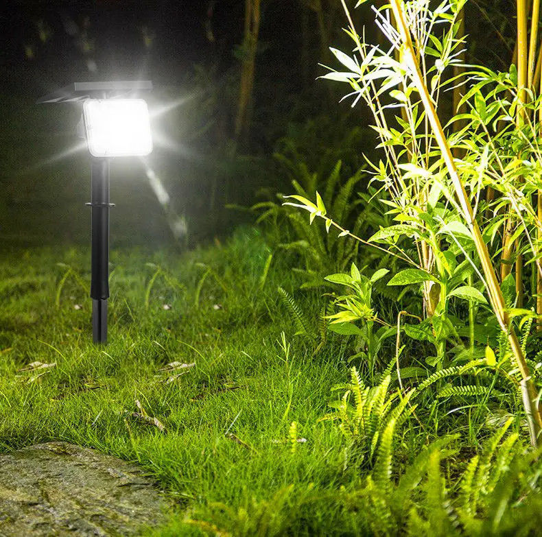 IP65 Calificado Energía solar 64 LED Jardín luz de césped exterior Iluminación de escenario de paisaje Iluminación de pared inalámbrica 2-en-1