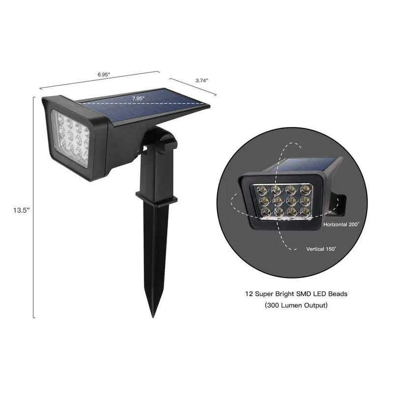 Apoyo de oscurecedor 100lm / w lámpara eficiencia luminosa LED solar jardín pared y luz del suelo