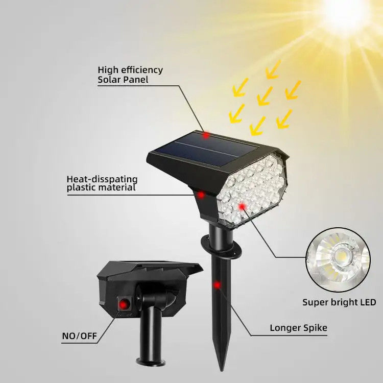 24 Leds Solar Led Street Light Lámpara para el pasillo del patio paisaje del césped de la pared del pico