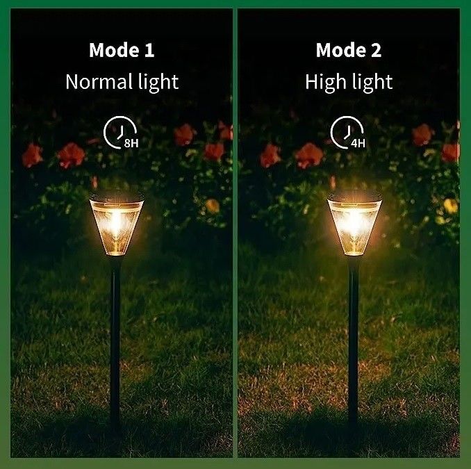 80 Ra Índice de reproducción de color Fuera Energía solar Blanco cálido 2 modos LED Lámparas de césped de jardín