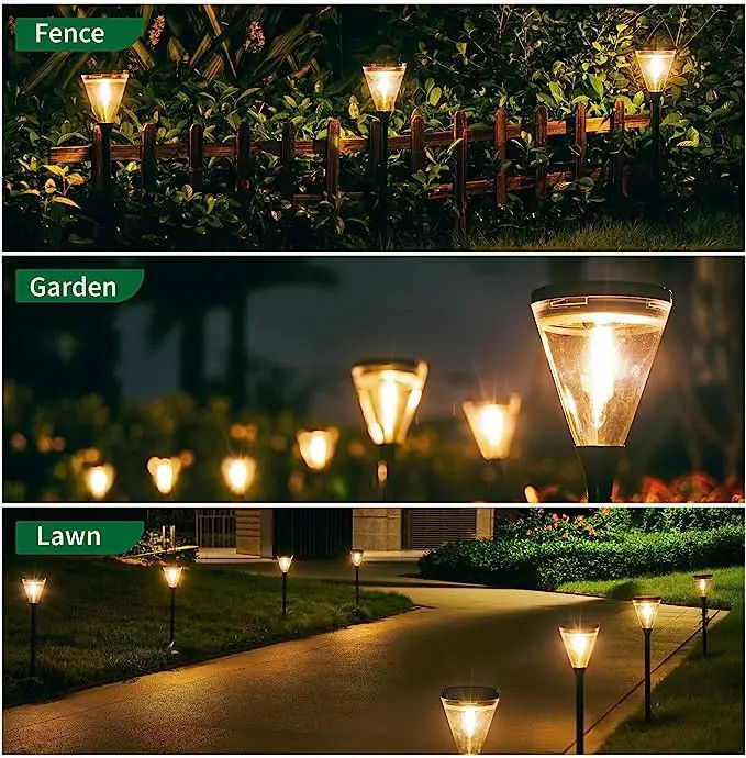80 Ra Índice de reproducción de color Fuera Energía solar Blanco cálido 2 modos LED Lámparas de césped de jardín