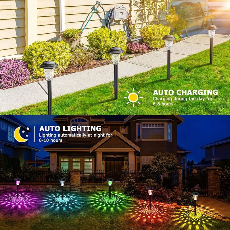 Materiales ABS PVC Iluminación solar para jardines, paisajes al aire libre, césped, tierra, camino, estaca