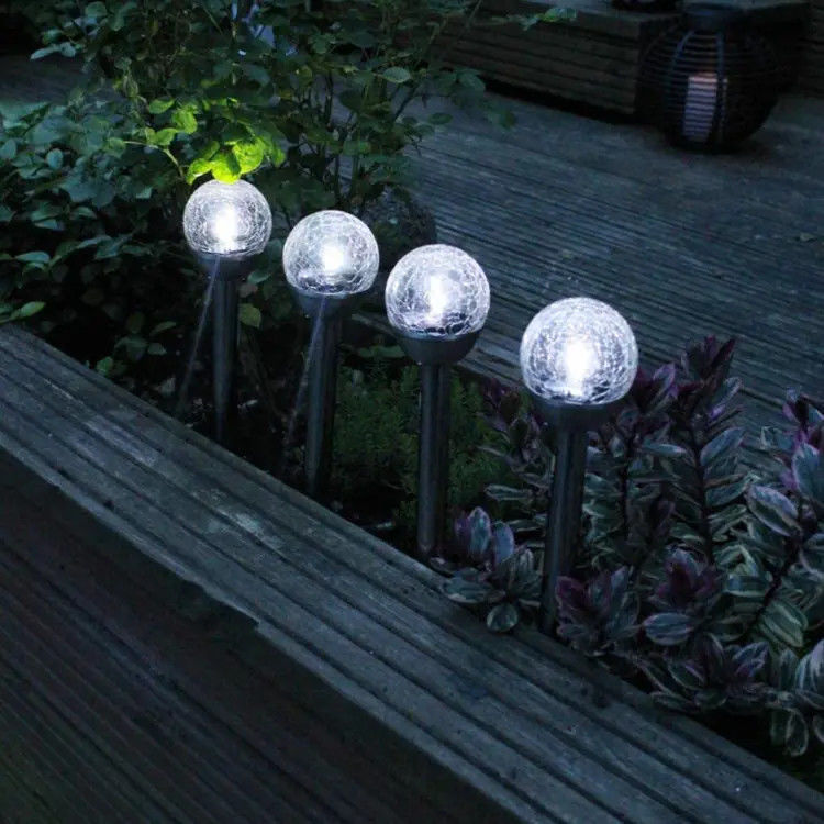 Luz de palo decorativa de bolas de crujido con energía solar para jardín y paisaje