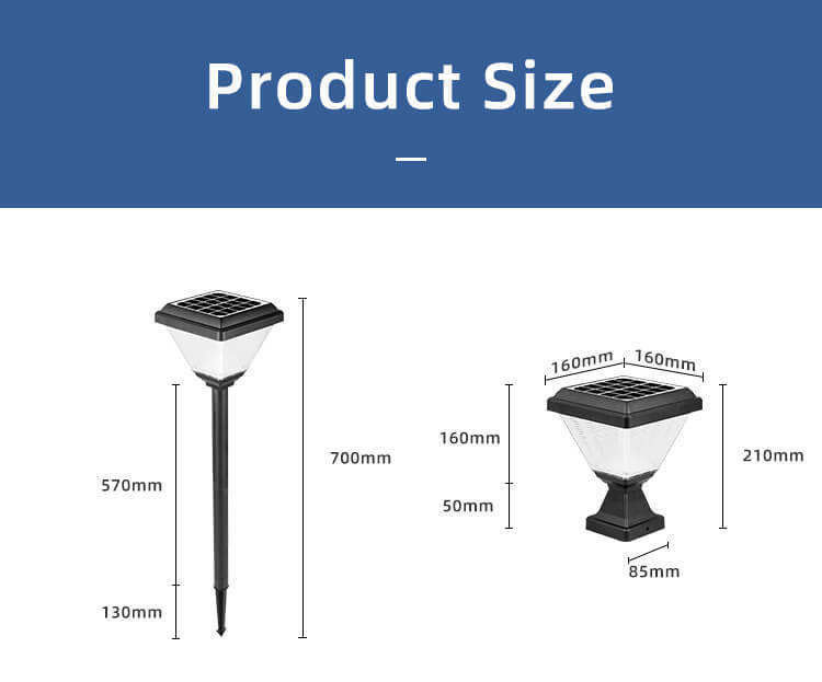 Fuera de agua IP65 Post Iluminación Jardín Pico Puerta LED Pilar solar luz con ABS