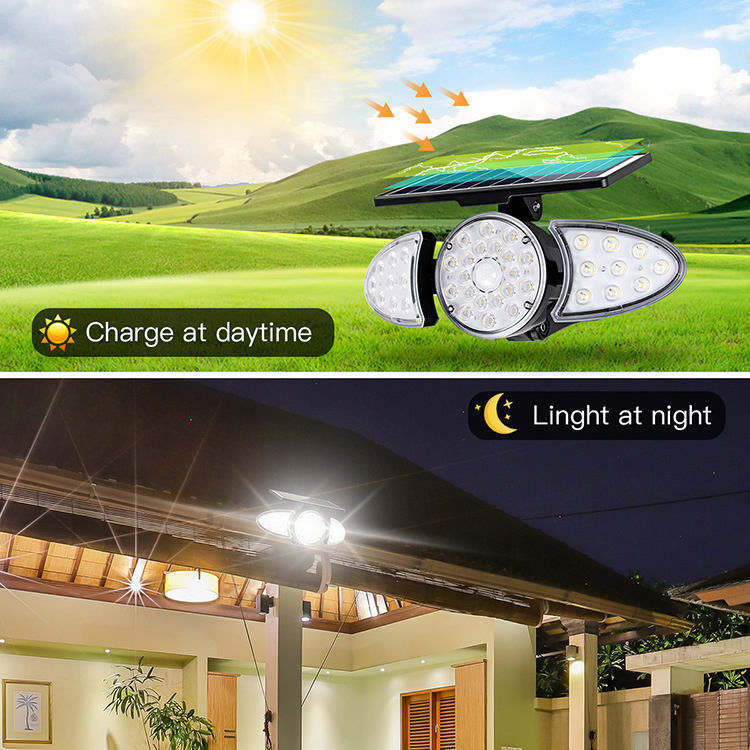 IP65 Sensor de movimiento con energía solar Luces solares Seguridad de emergencia al aire libre Jardín Luz de pared solar