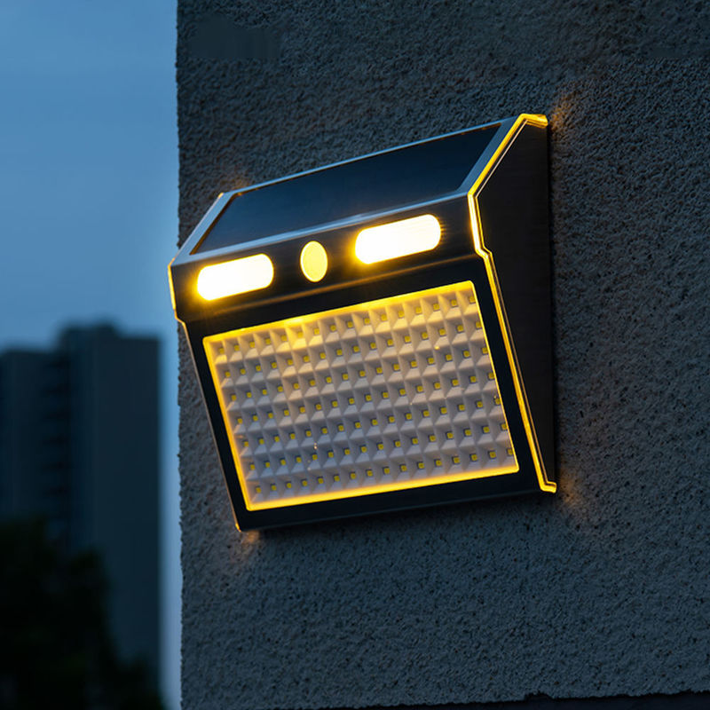 4 modos de iluminación LED luz solar exterior de la pared del porche con sensor de movimiento protección IP65
