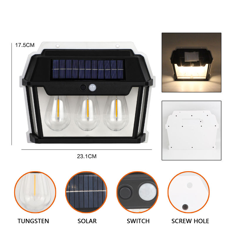 Luz de tres fuentes de luz personalizables de carga solar de inducción de pared para PC ABS