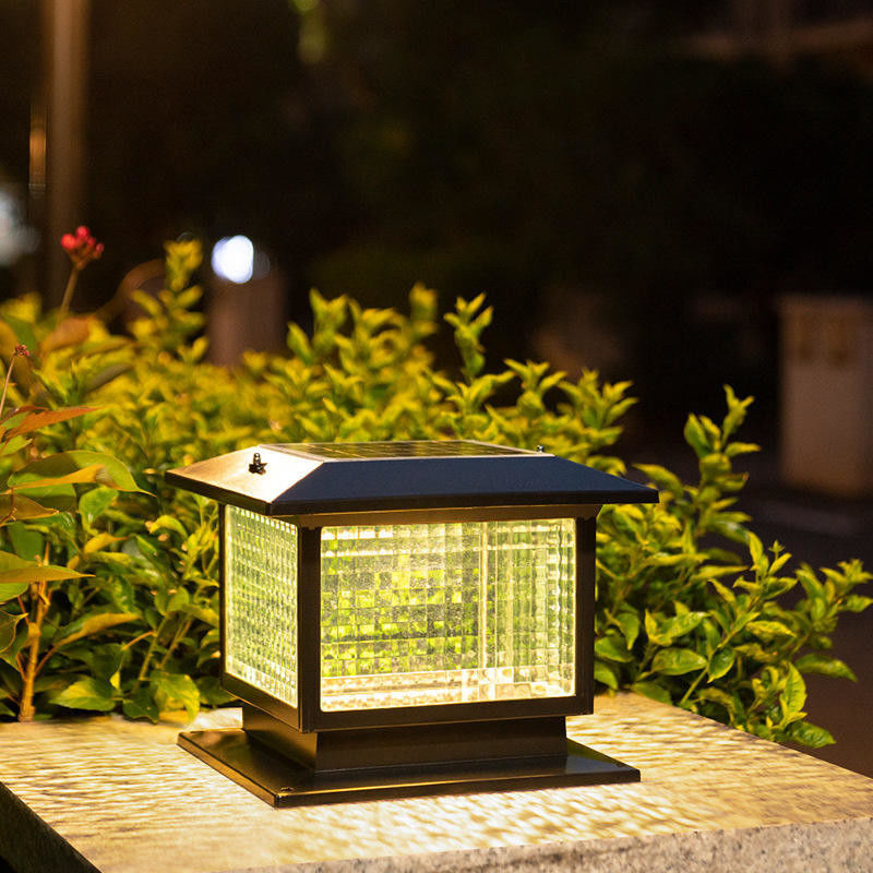 Lámpara de pilar LED solar moderna para el exterior Iluminación del patio del parque Voltado de entrada V 3.7V