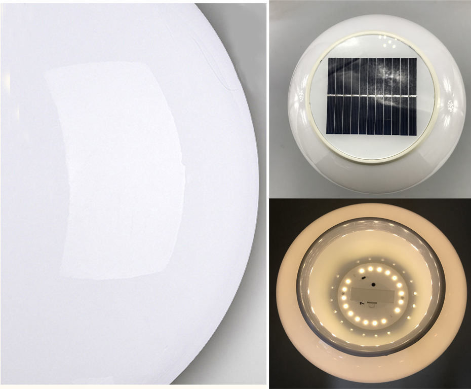 360° Ángulo de haz de plástico redondo de la cerca solar luces de poste con temporizador remoto y 3 colores