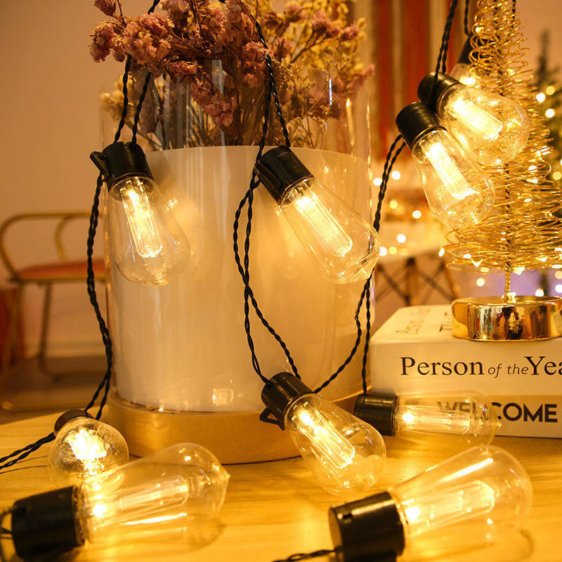 LED solar Edison bombilla de luces de cuerda para decoraciones de Navidad al aire libre Patio 6lm 1-