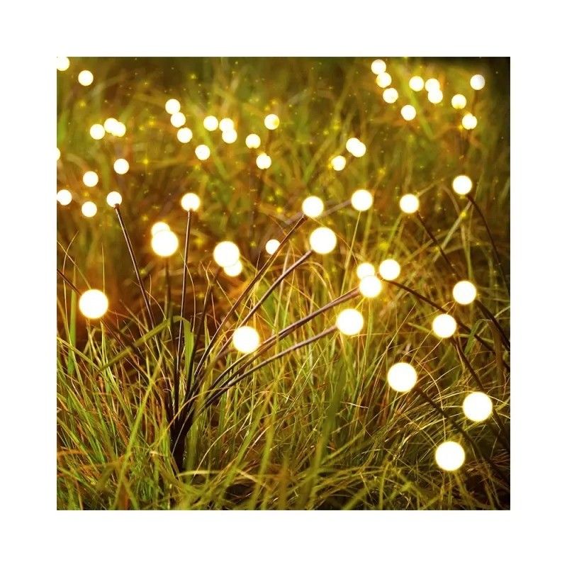 Lámpara de luciérnagas solar con energía solar y con energía eólica para jardín Fuego de artificio exterior Rgb
