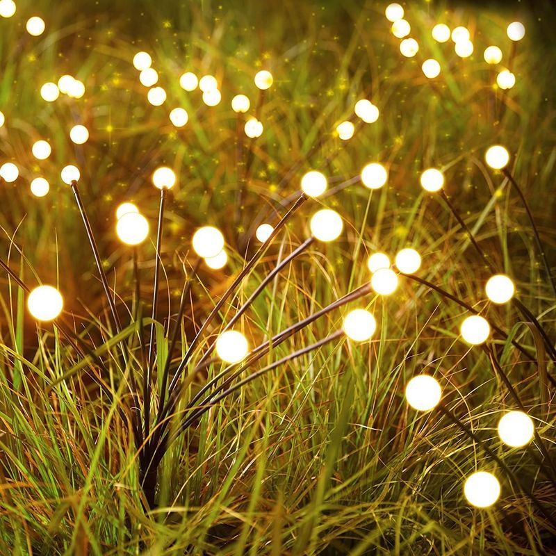 Lámpara de luciérnagas solar con energía solar y con energía eólica para jardín Fuego de artificio exterior Rgb