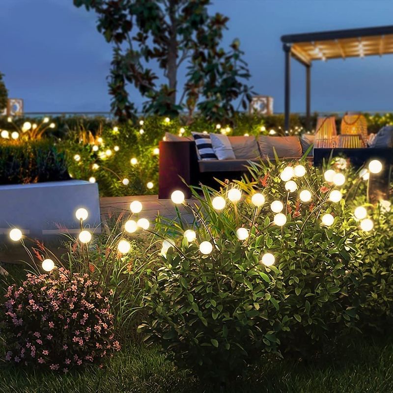 Lámpara de luciérnagas solar con energía solar y con energía eólica para jardín Fuego de artificio exterior Rgb