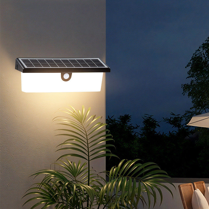 Lámpara de pared solar impermeable LED exterior sensor de movimiento lámpara de decoración para montaje de pared de jardín