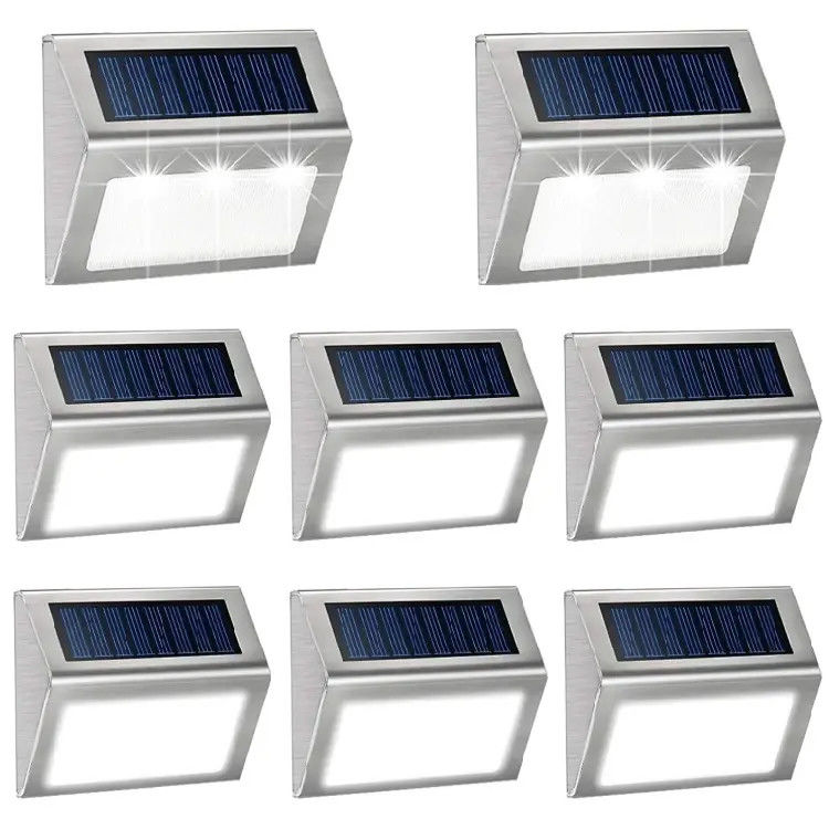 Luz de cubierta solar exterior de acero inoxidable para balcón Jardín cerco de jardín 3 luz de camino LED
