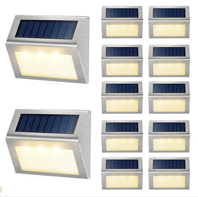 Luz de cubierta solar exterior de acero inoxidable para balcón Jardín cerco de jardín 3 luz de camino LED