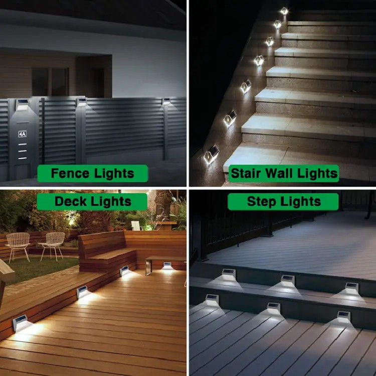 Luz de cubierta solar exterior de acero inoxidable para balcón Jardín cerco de jardín 3 luz de camino LED
