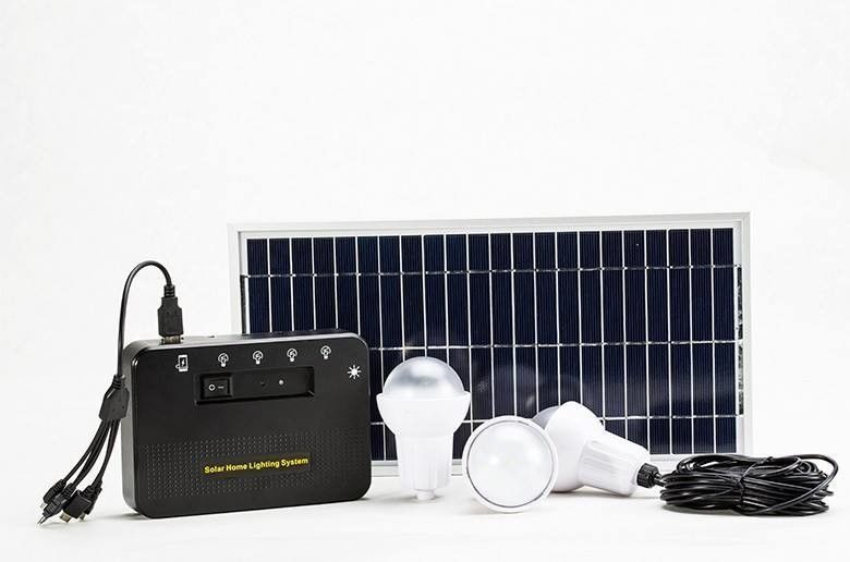 Tamaño del panel solar 350*460*17mm Kit de luz solar con 4 bombillas LED para iluminación de red