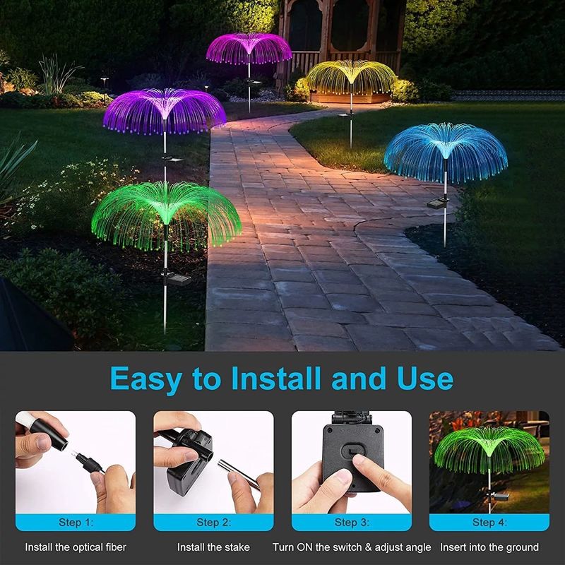 Atmosfera Luces decorativas para el área de la villa a prueba de agua LED Medusas de fibra óptica