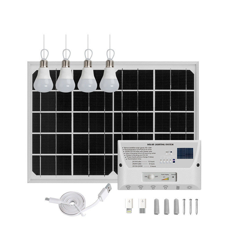 360° Ángulo del haz Luz de energía solar para camping Sistema de generación de energía exterior portátil