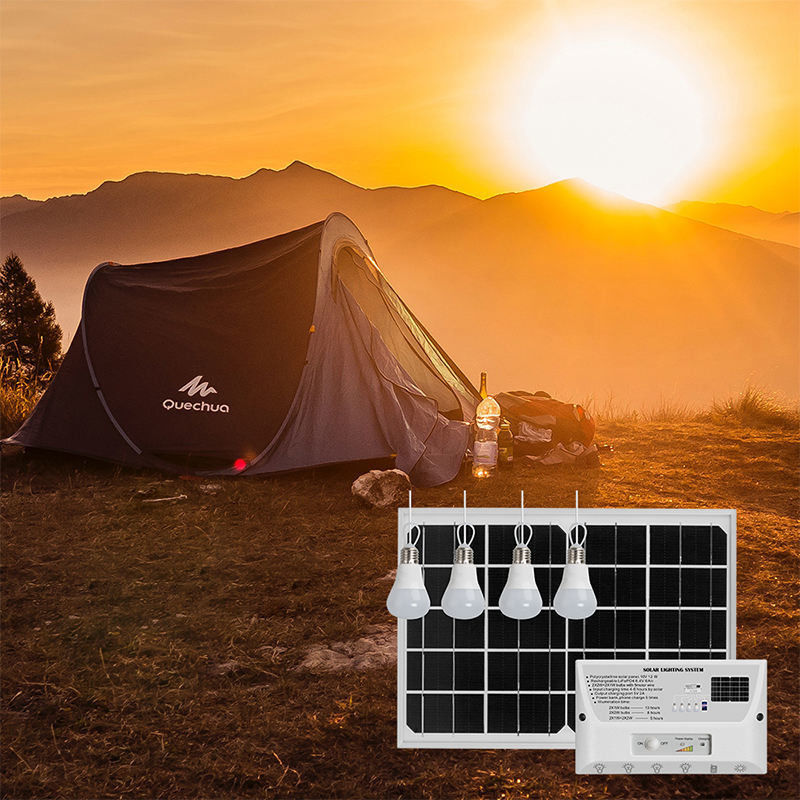 360° Ángulo del haz Luz de energía solar para camping Sistema de generación de energía exterior portátil