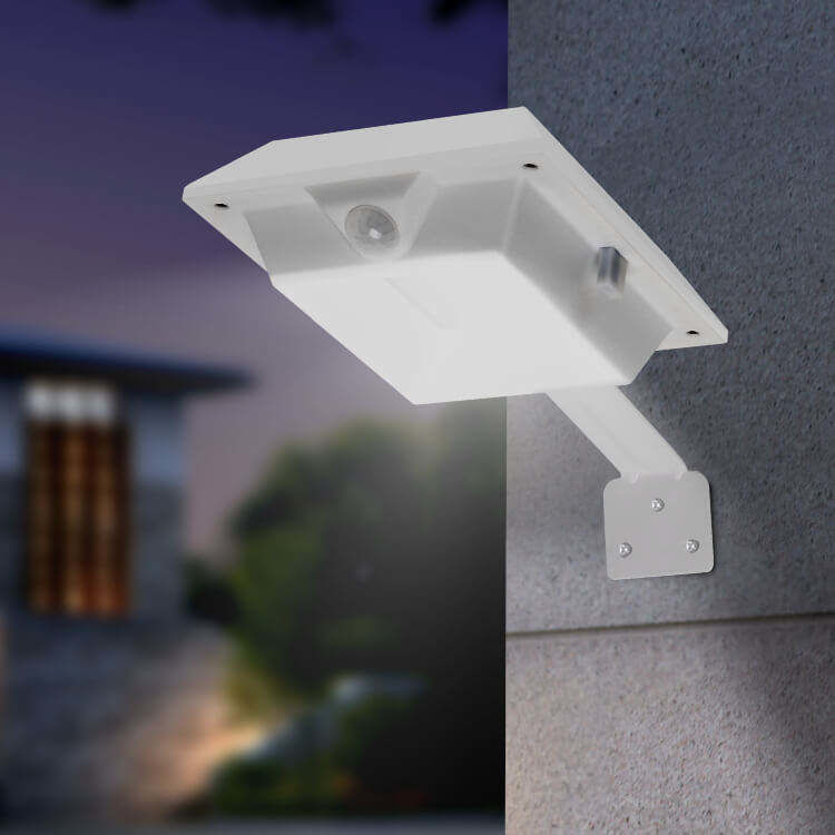 Iluminación solar de jardín de pared exterior con sensor de movimiento PIR y flujo luminoso de 300lm