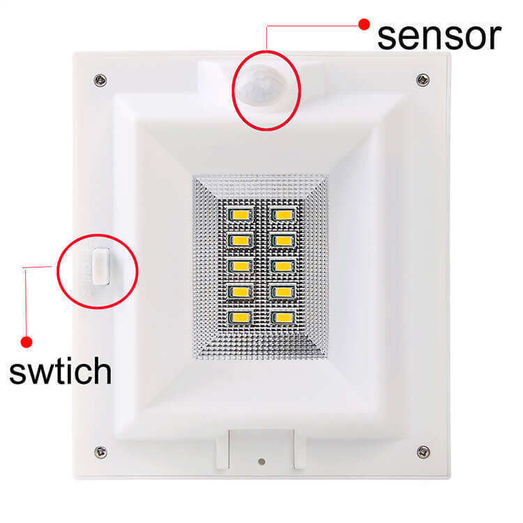 Iluminación solar de jardín de pared exterior con sensor de movimiento PIR y flujo luminoso de 300lm