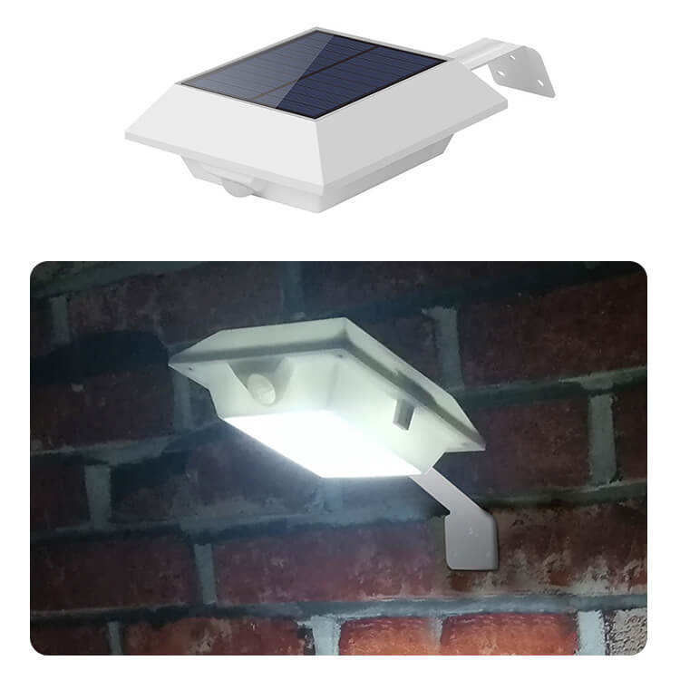 Iluminación solar de jardín de pared exterior con sensor de movimiento PIR y flujo luminoso de 300lm