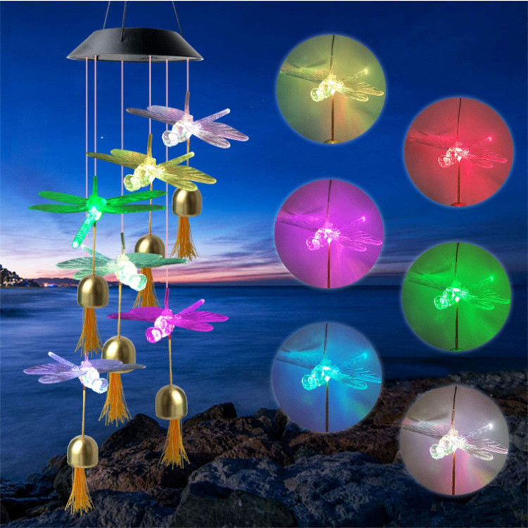 Lámpara de campana de viento de jardín campanas de viento solar Luz para decoración de mariposas personalizadas en interiores