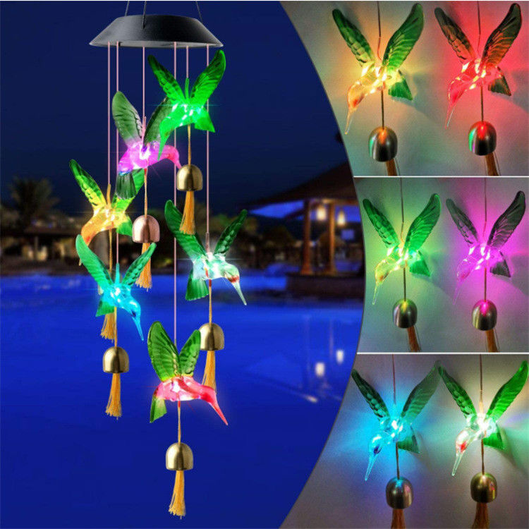 Lámpara de campana de viento de jardín campanas de viento solar Luz para decoración de mariposas personalizadas en interiores