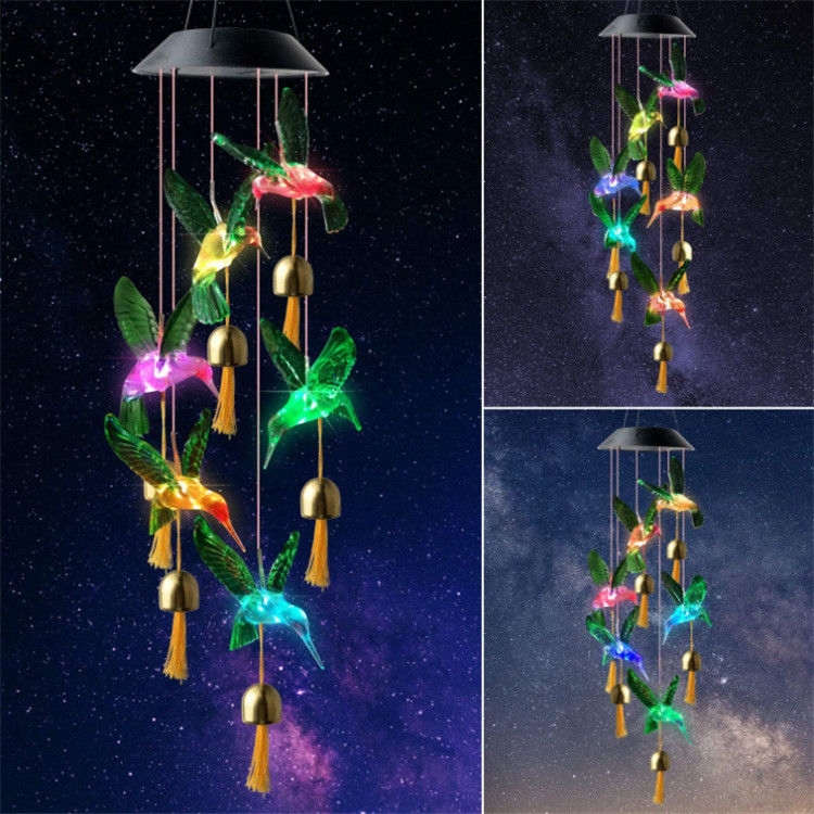 Lámpara de campana de viento de jardín campanas de viento solar Luz para decoración de mariposas personalizadas en interiores