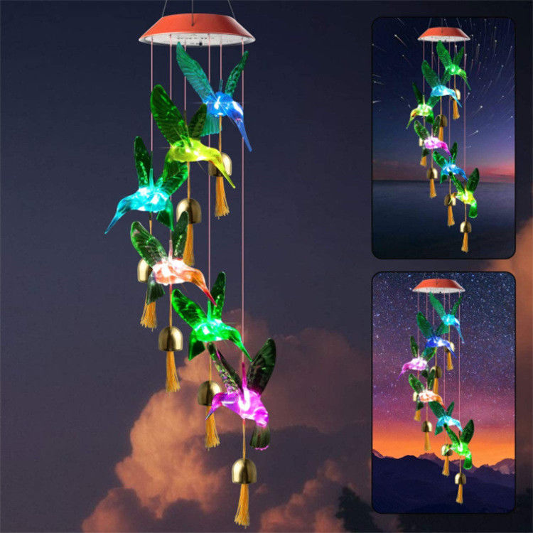 Lámpara de campana de viento de jardín campanas de viento solar Luz para decoración de mariposas personalizadas en interiores