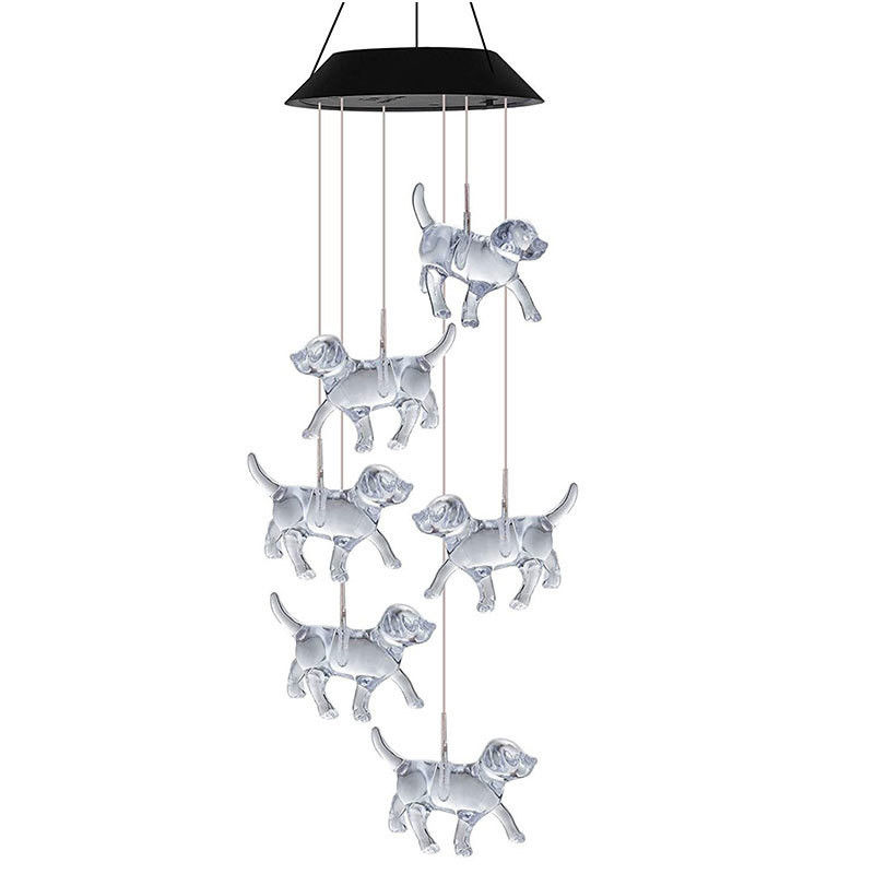 Viento solar campanas de luz para personalizable LED interior decoración de la casa del cachorro en el jardín de colores