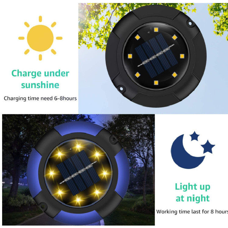 Luzes de disco de energía solar para el paisaje, el patio, el jardín al aire libre