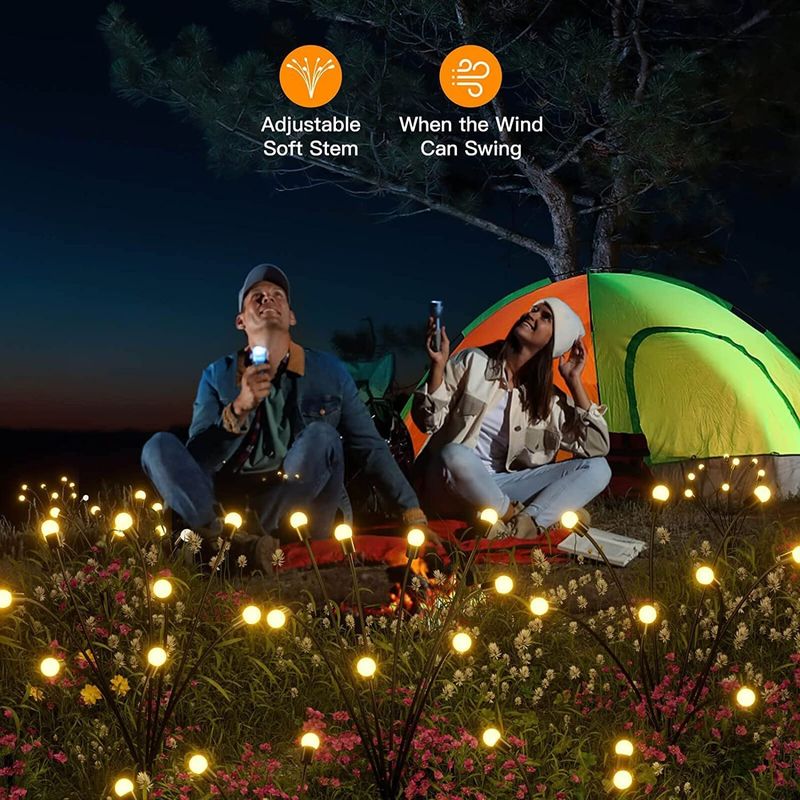 360° Ángulo del haz Luces de jardín solar LED Luces de luciérnagas para jardín jardín decoración Patio Xma