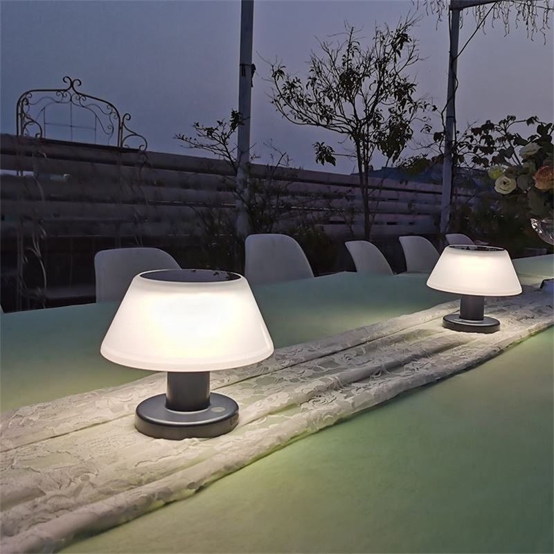 Lámpara de escritorio solar LED Luz de mesa Blanco Luces nocturnas IP55 Jardín Patio Lámpara de mesa solar