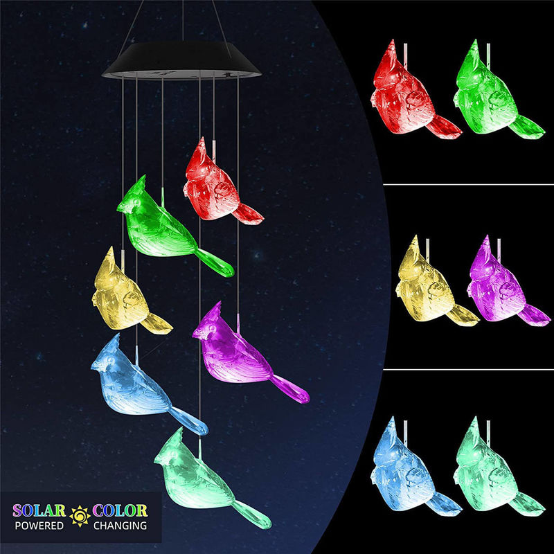 Tiempo de trabajo de 10 horas Lámpara de campana de viento de jardín colorida para colibri interior Decoración del hogar