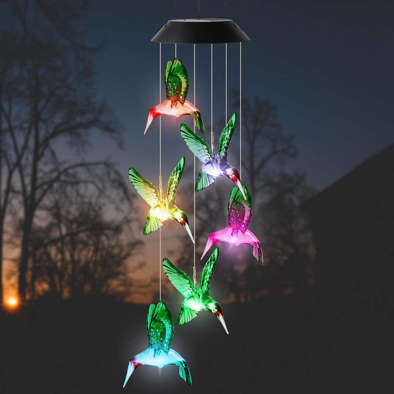 Tiempo de trabajo de 10 horas Lámpara de campana de viento de jardín colorida para colibri interior Decoración del hogar