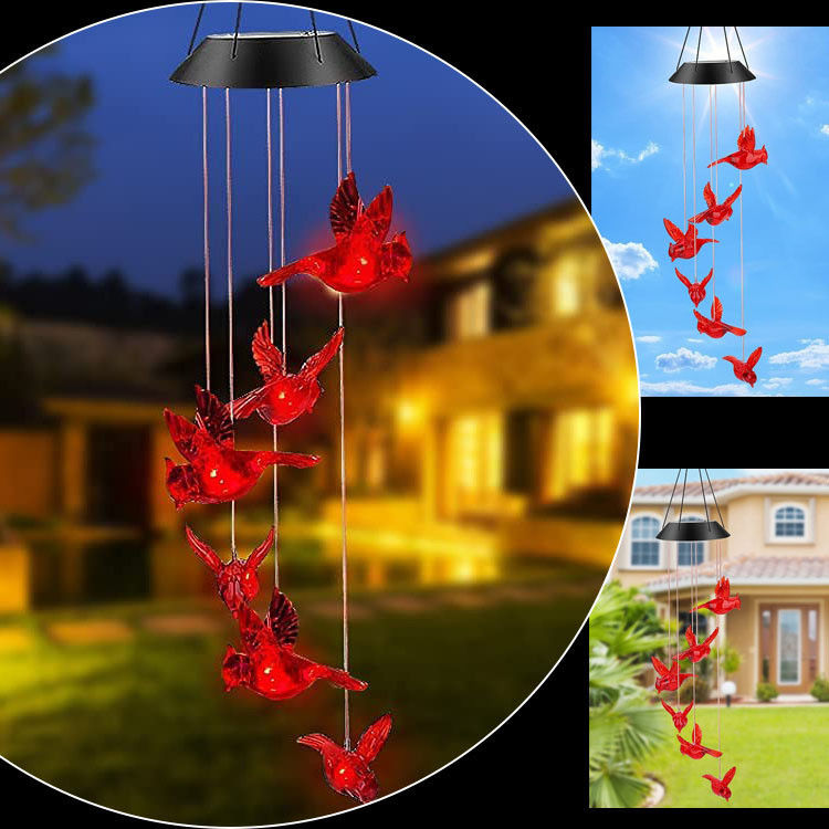 Luz de campana de jardín de colibrí resistente al agua para decoración de la casa al aire libre