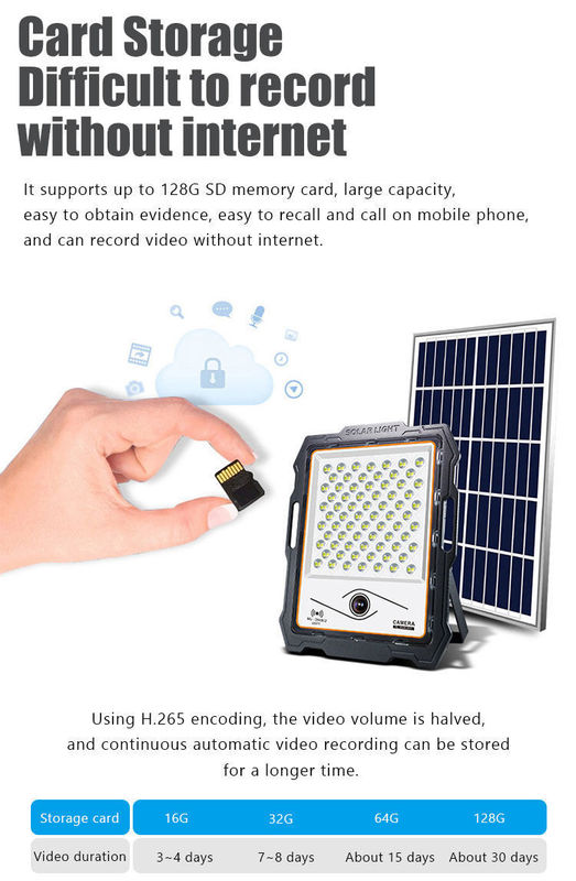 120° Ángulo del haz 100 200 300 400watt Luz solar con cámara de Cctv Aluminio LED luces de inundación