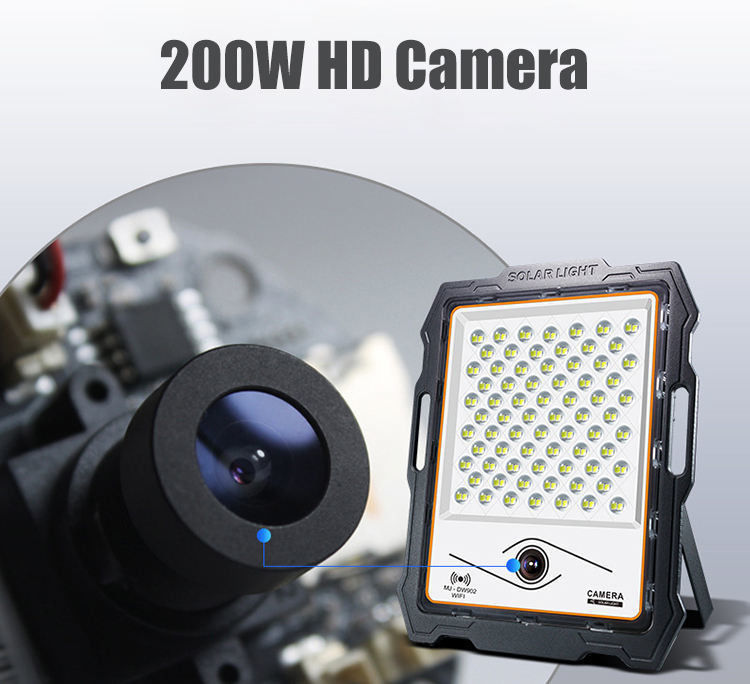 120° Ángulo del haz 100 200 300 400watt Luz solar con cámara de Cctv Aluminio LED luces de inundación