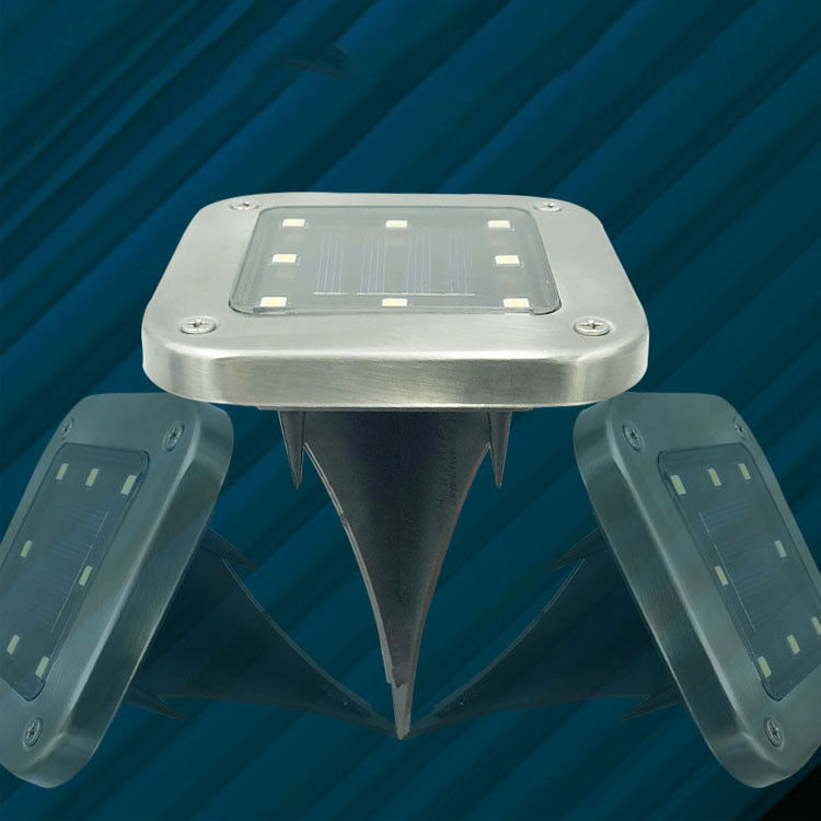 1- Luz solar de aluminio exterior para jardín de césped camino enterrado en forma cuadrada